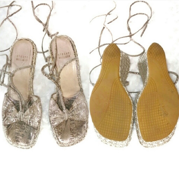 Stuart Weitzman Ballet Lace Up Espadrille Wedges - Picture 2 of 8